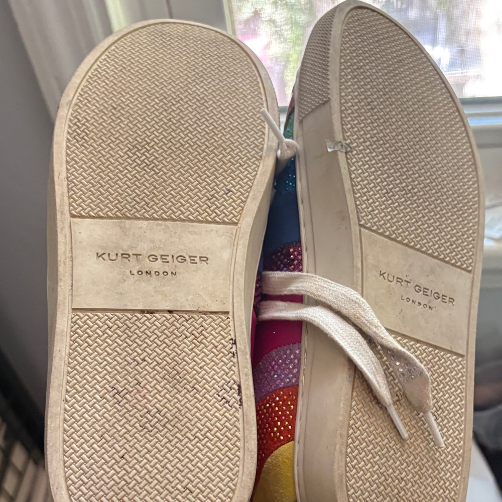 Kurt Geiger Rainbow Glitter Low-Top Sneakers - Pink Blue Green - Picture 5 of 5
